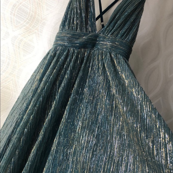 Iridescent Mermaid Green Blue Gown - Picture 4 of 10